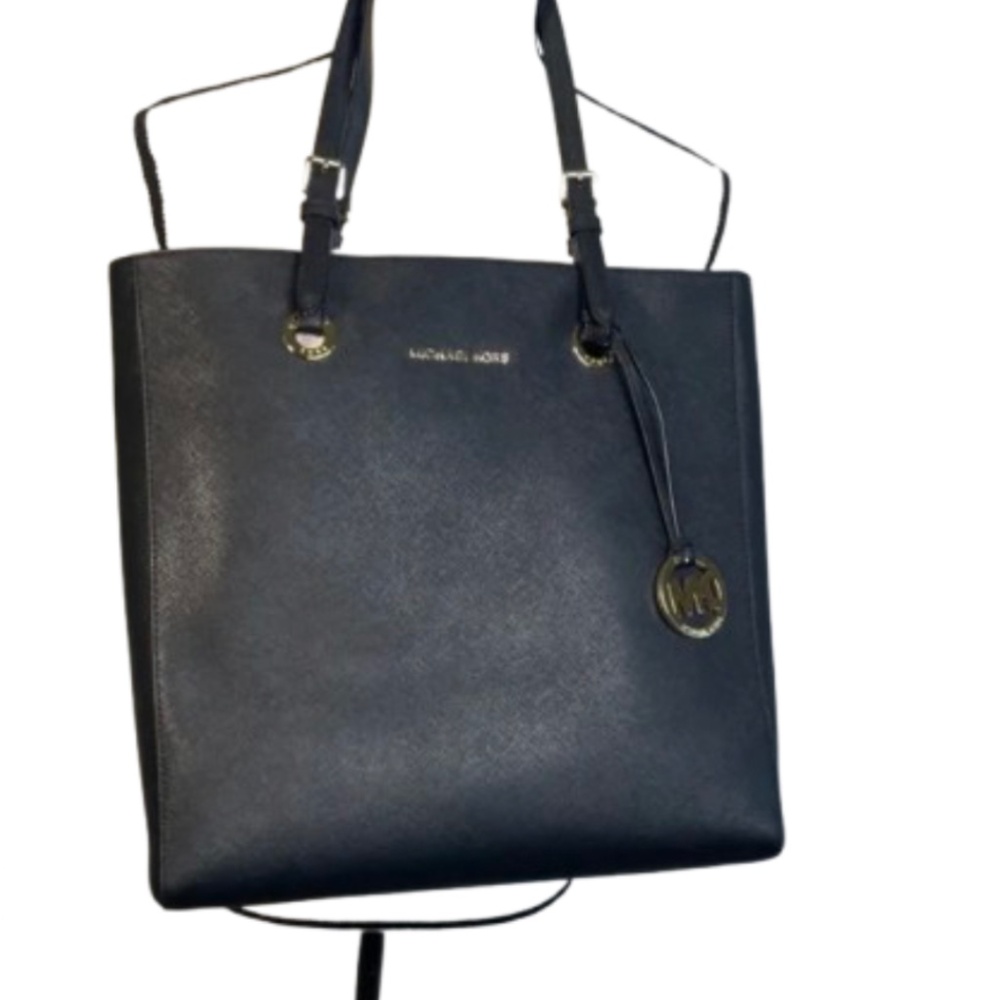 Michael Kors Black leather Tote Bag large MK purse - Picture 3 of 17